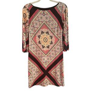 Women's Carole Little 3/4 Length Sleeve Floral Shift‎ Dress Size 4